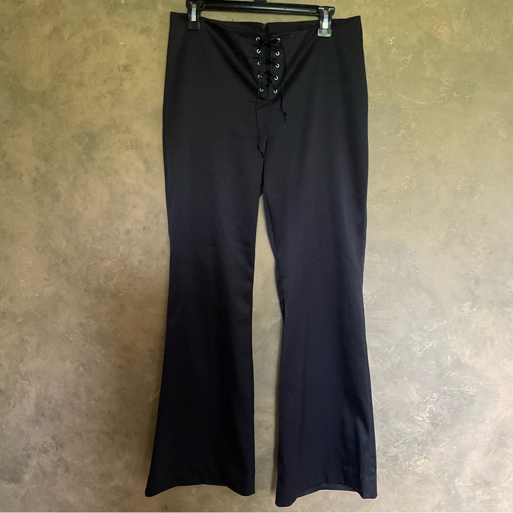 Vintage 90s Y2K le chateau Lace Up Low Rise Flares - Picture 1 of 7